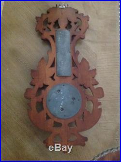 ANTIQUE ENGLISH CARVED WOOD WALL BAROMETER