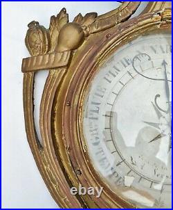 ANTIQUE FRENCH 19th C Gilt Hand Carved Wall BAROMETER & THERMOMETER Versailles