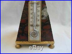 ANTIQUE FRENCH GILT BRONZE MARBLE THERMOMETER, LATE 19th CENTURY