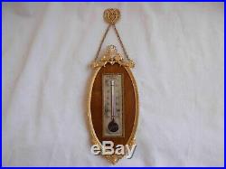 ANTIQUE FRENCH GILT BRONZE WOOD THERMOMETER, EMPIRE STYLE, LATE 19th CENTURY