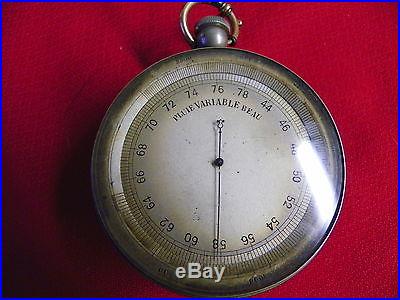 ANTIQUE FRENCH POCKET BAROMETER, COMPASS & THERMOMETER W/LEATHER CASE