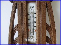 Antique German Art Nouveau 17 Wall Barometer & Thermometer
