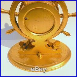 ANTIQUE GILT BRASS SHIP'S WHEEL BAROMETER Rodrigues LONDON c. 1865 Silvered Dial