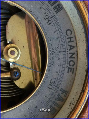 ANTIQUE J. C. Vickery Alligator Case Barometer Thermometer