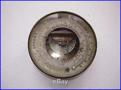 ANTIQUE NAUTICAL BRASS HOLOSTERIC BAROMETER & THERMOMETERS TS & JD Negus NYC