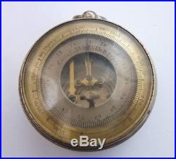 ANTIQUE POCKET BAROMETER COMPASS THERMOMETER for restoration or parts