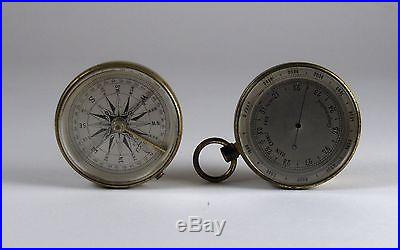 ANTIQUE POCKET COMPASS AND BAROMETER/ALTIMETER