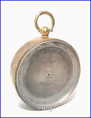 ANTIQUE QUEEN & CO. PHILADELPHIA 2 3/4 BRASS COMPENSATED BAROMETER / ALTIMETER