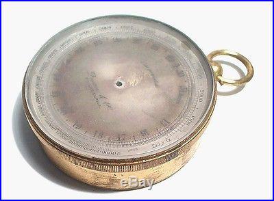 ANTIQUE QUEEN & CO. PHILADELPHIA 2 3/4 BRASS COMPENSATED BAROMETER / ALTIMETER