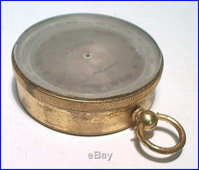 ANTIQUE QUEEN & CO. PHILADELPHIA 2 3/4 BRASS COMPENSATED BAROMETER / ALTIMETER