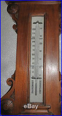Antique Scottish Banjo Wheel Barometer Thermometer Walnut, Glasgow