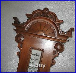 Antique Scottish Banjo Wheel Barometer Thermometer Walnut, Glasgow