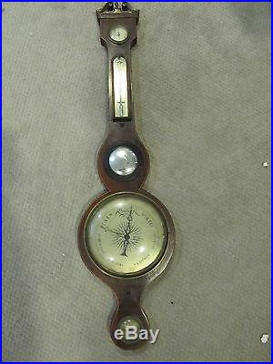 ANTIQUE SCOTTISH C. GIERLETTI GLASGOW BANJO BAROMETER THERMOMETER LEVEL