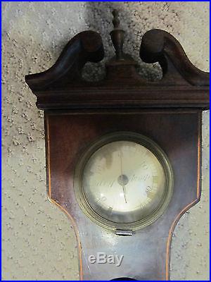 ANTIQUE SCOTTISH C. GIERLETTI GLASGOW BANJO BAROMETER THERMOMETER LEVEL