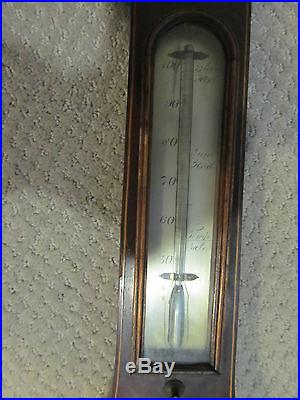 ANTIQUE SCOTTISH C. GIERLETTI GLASGOW BANJO BAROMETER THERMOMETER LEVEL