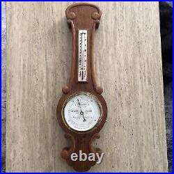 ANTIQUE SHORT & MASON, LONDON OAK ANEROID BAROMETER 24 long