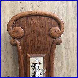 ANTIQUE SHORT & MASON, LONDON OAK ANEROID BAROMETER 24 long