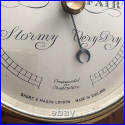 ANTIQUE SHORT & MASON, LONDON OAK ANEROID BAROMETER 24 long