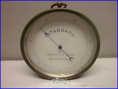 ANTIQUE STANDARD BRASS BAROMETER RIGGS & BRO PHILADELPHIA