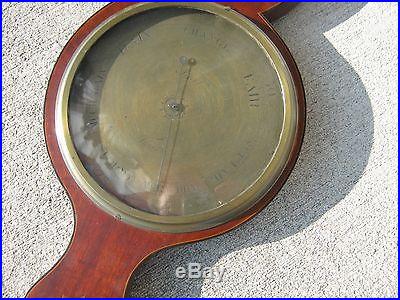 ANTIQUE Scurr Thirsk MAHOGANY INLAID WALL BANJO BAROMETER THERMOMETER