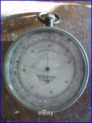 ANTIQUE Taylor Pocket Barometer/Altimeter 1712 Brass Case Original Beveled Glass