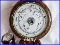 ANTIQUE VICTORIAN ANEROID BAROMETER THERMOMETER WEATHER STATION BANJO WALL MOUNT