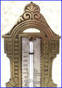 ANTIQUE VICTORIAN EASTLAKE BRASS DESK THERMOMETER-early 1900's