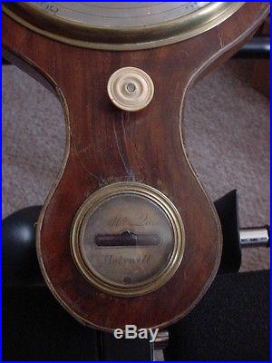 ANTIQUE WALL BAROMETER INLAY WOOD HOLYWELL J McQUINN. 38 WITH thermometer