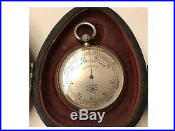 A Fine 19th Century Cased Pocket Barometer, Compass And Thermometer