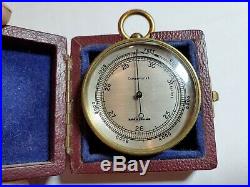 A Nice Cased Brass Compensated Pocket Barometer Made in England