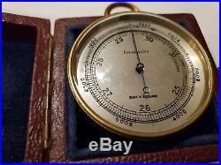 A Nice Cased Brass Compensated Pocket Barometer Made in England