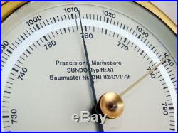 All Brass Precision Marinebaro Sundo Nr. 61 Ships Boat Marine Aneroid Barometer