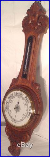 Aneroid Barometer 1837-66 Solid Oak Carved Case