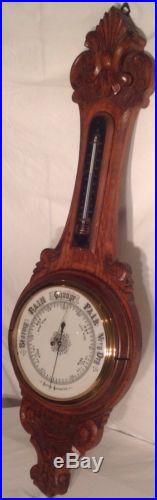 Aneroid Barometer 1837-66 Solid Oak Carved Case