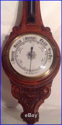 Aneroid Barometer 1837-66 Solid Oak Carved Case