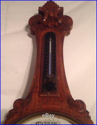 Aneroid Barometer 1837-66 Solid Oak Carved Case