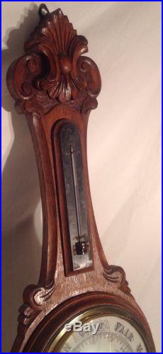 Aneroid Barometer 1837-66 Solid Oak Carved Case