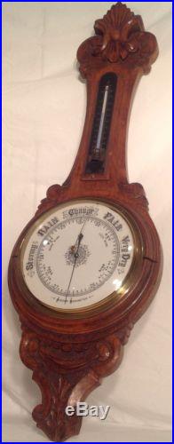 Aneroid Barometer 1837-66 Solid Oak Carved Case