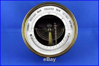 Aneroid Barometer Solid Brass Case Marked DC and Anchor Antique