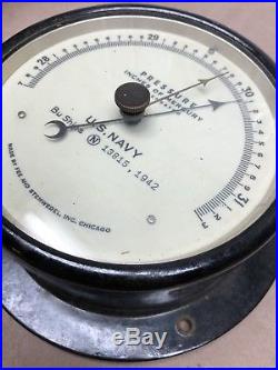 Aneroid ships Barometer US Navy WWII era BU 1942 Fee Stemwedel works ships