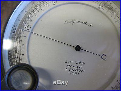 Ant Brass Pocket Aneroid Beveled Glass Barometer Altimeter J. Hicks London 6268