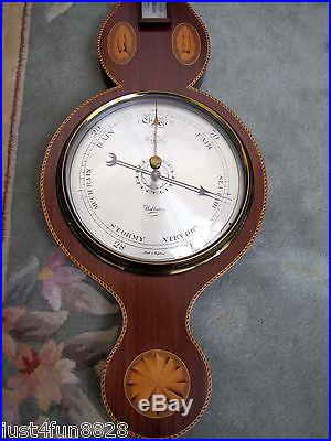 Antique 1800's Comitti Holborn Mahogany Inlaid Wheel Barometer / Theromete
