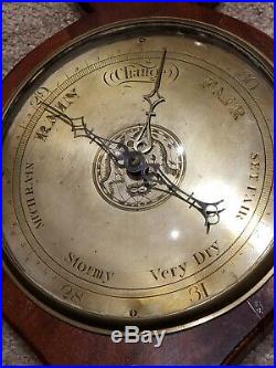 Antique 1800's English Victorian Mahogany Broken Arch Wheel Wall Barometer 37