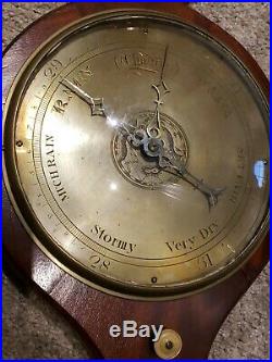 Antique 1800's English Victorian Mahogany Broken Arch Wheel Wall Barometer 37
