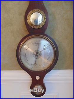 Antique 1800's Mahogany & Brass 5 Glass Banjo Wheel Barometer All Original
