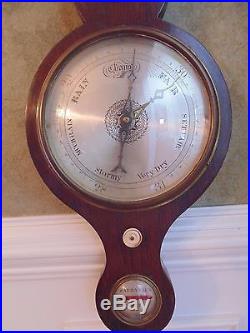Antique 1800's Mahogany & Brass 5 Glass Banjo Wheel Barometer All Original