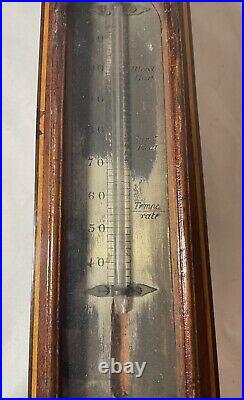 Antique 1800's handmade mahogany English banjo weather barometer instrument