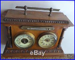 Antique 1800s Combination Clock, Barometer And Mercury Thermometer