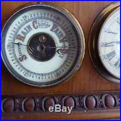 Antique 1800s Combination Clock, Barometer And Mercury Thermometer
