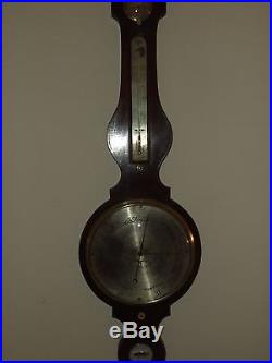 Antique 1800s English Mahogany Rosewood Banjo Wall Barometer Weather Station 42